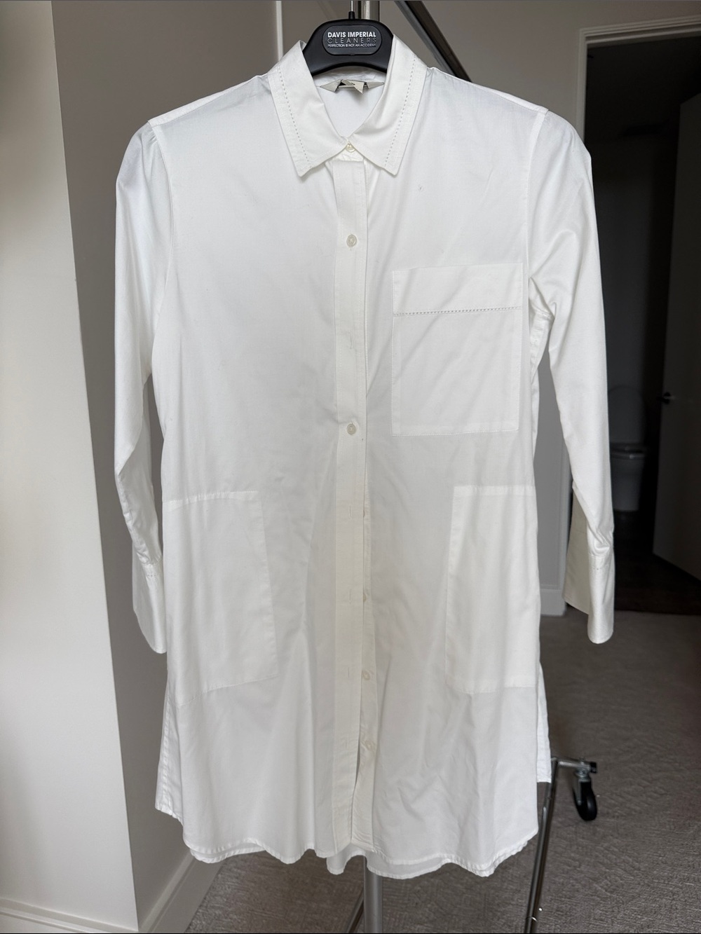 Club Monaco White Longline Button Down Shirt